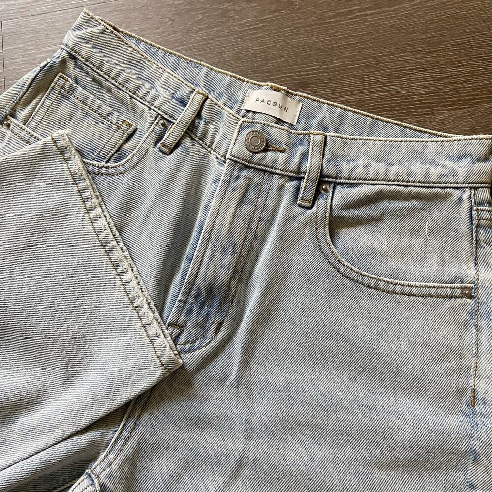 Pacsun Baggy Straight Leg Jean Womens 27 Light Blue Denim Wash Distressed Sample